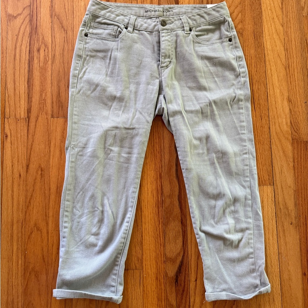 Michael Kors Olive Green Cropped Jeans